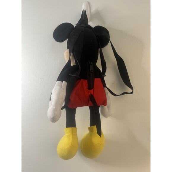 Disney Mickey Mouse Plush Mini Backpack Bag Kids Toddler Black Red Zipper Straps - Picture 5 of 7